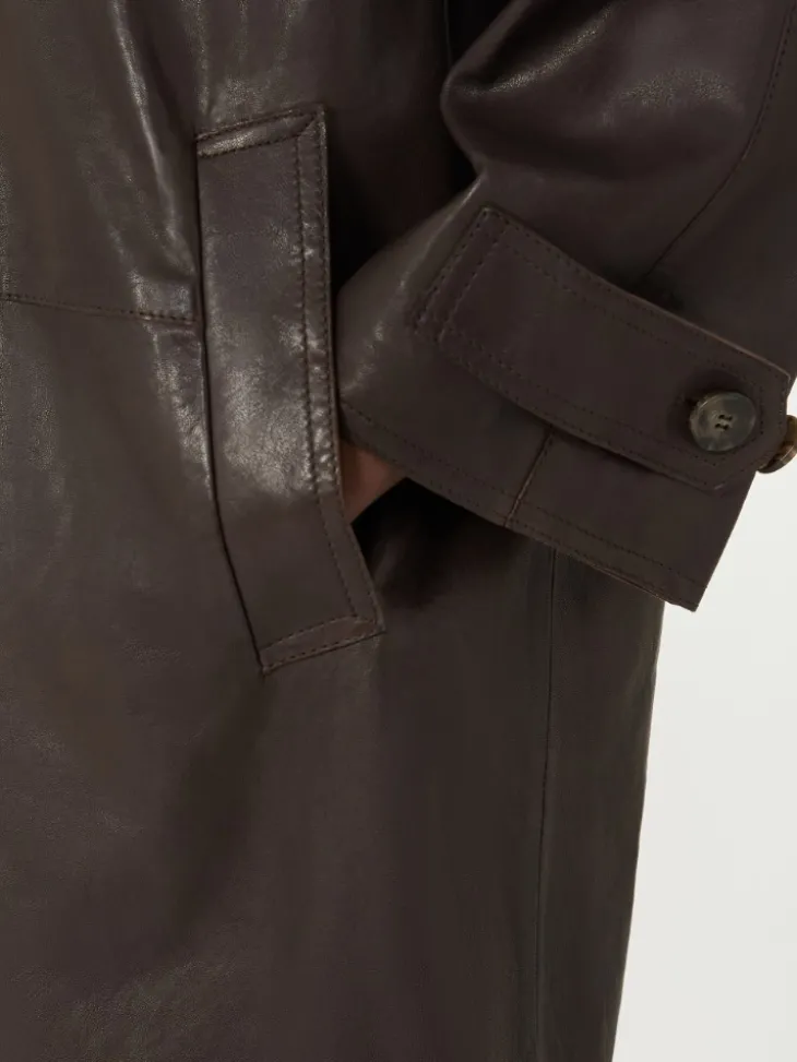 Nappa leather overcoat - BROWN