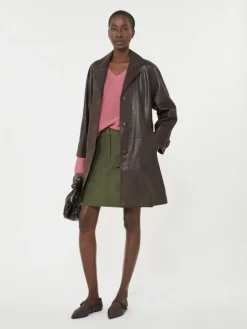 Nappa leather overcoat - BROWN