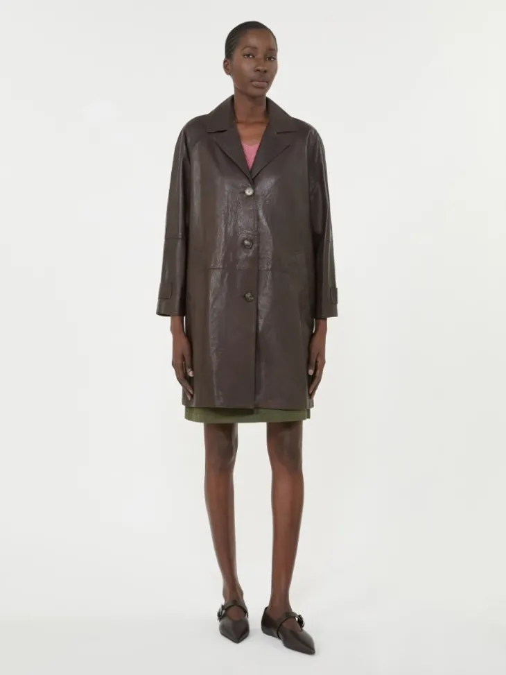 Nappa leather overcoat - BROWN