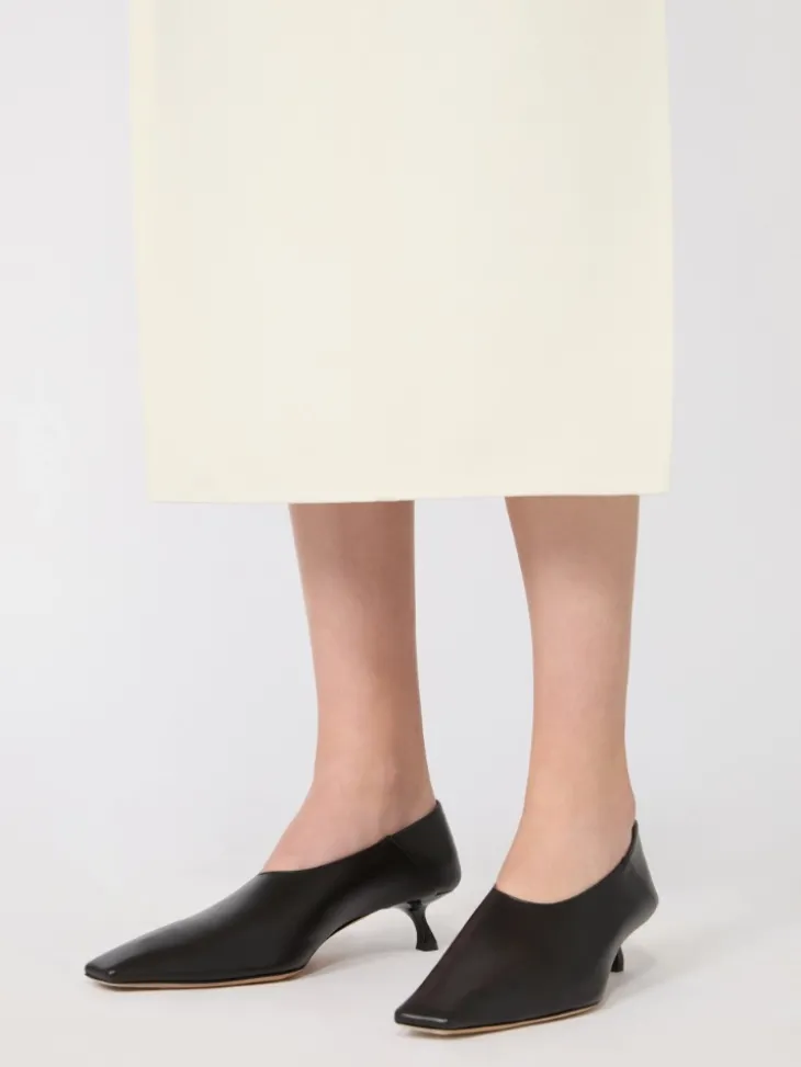 Nappa leather pumps with foldable back - BLACK
