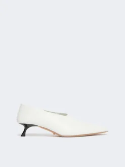 Nappa leather pumps with foldable back - WHITE