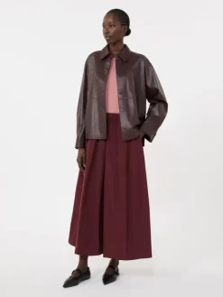 Nappa leather shirt jacket - BORDEAUX