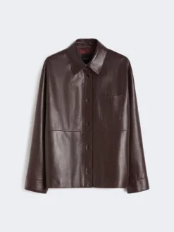 Nappa leather shirt jacket - BORDEAUX
