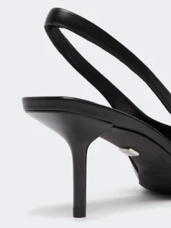 Nappa leather slingbacks - BLACK