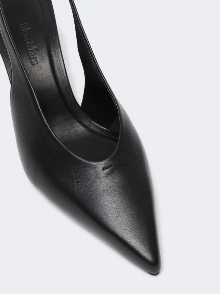 Nappa leather slingbacks - BLACK