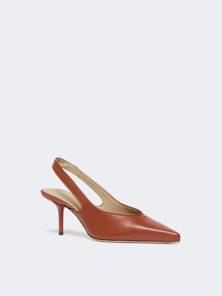 Nappa leather slingbacks - RUST