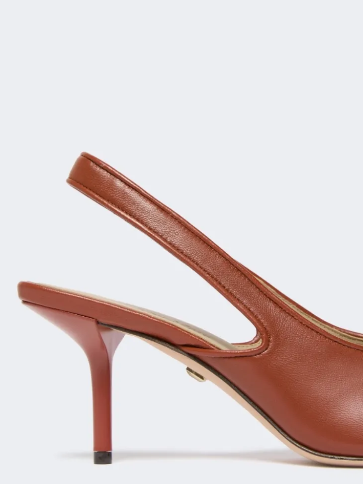 Nappa leather slingbacks - RUST