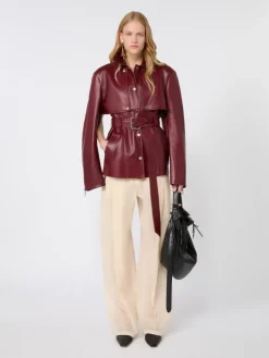 Nappa leather two-piece jacket - BORDEAUX