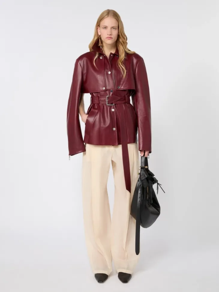 Nappa leather two-piece jacket - BORDEAUX