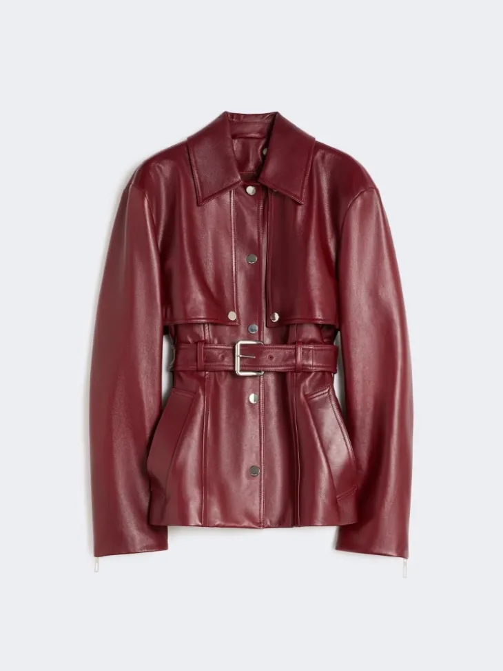 Nappa leather two-piece jacket - BORDEAUX