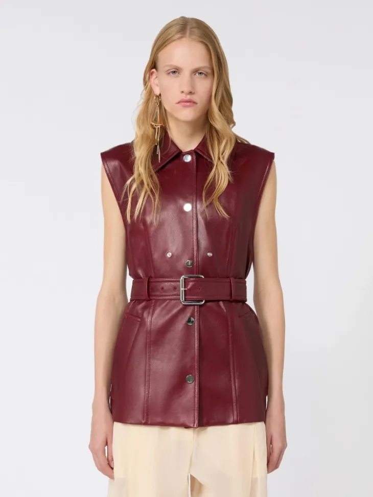 Nappa leather two-piece jacket - BORDEAUX