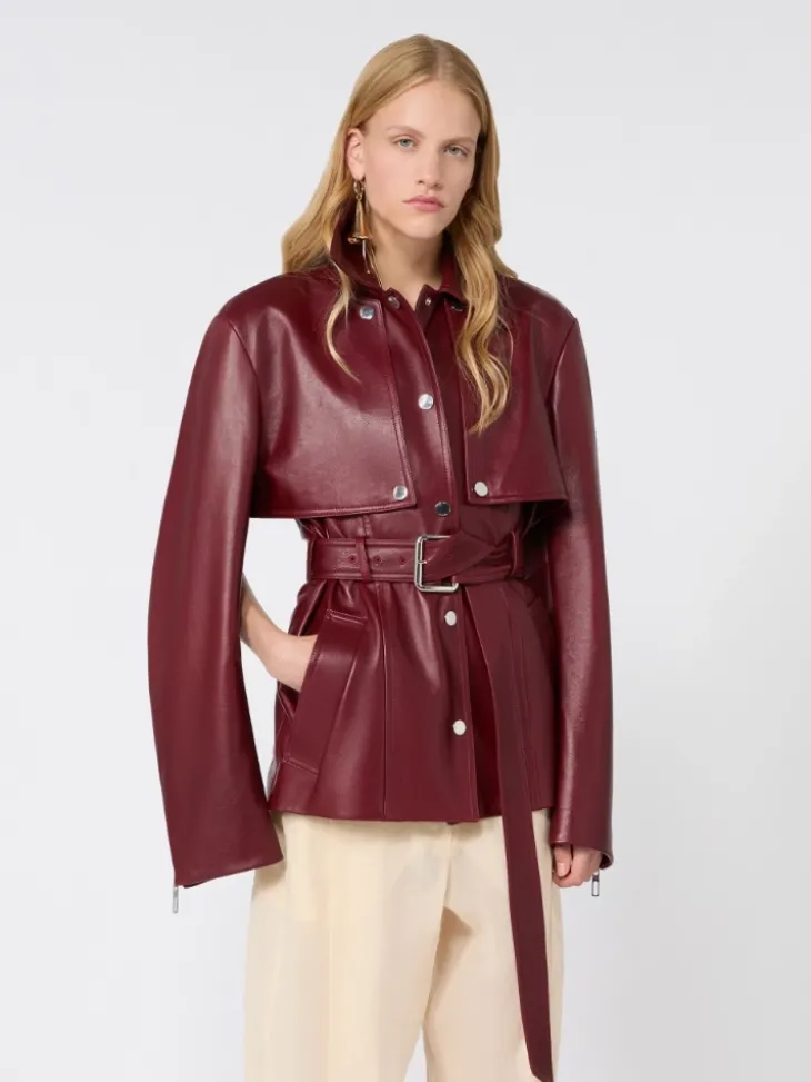 Nappa leather two-piece jacket - BORDEAUX