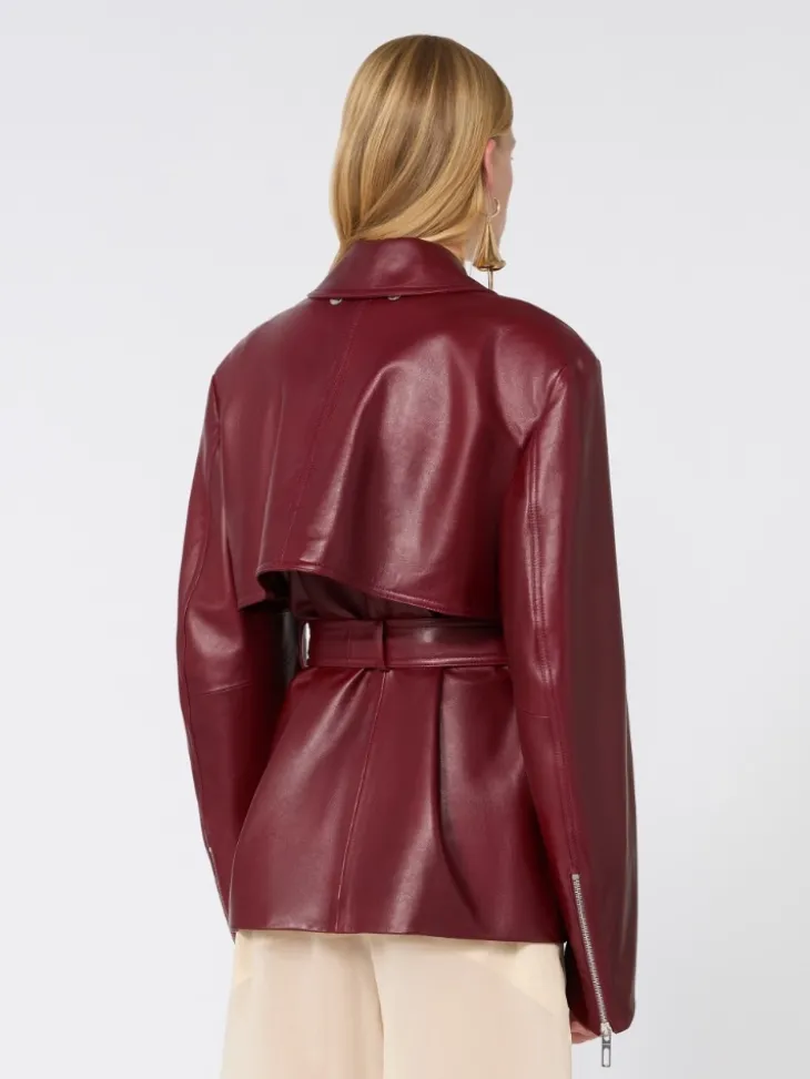 Nappa leather two-piece jacket - BORDEAUX