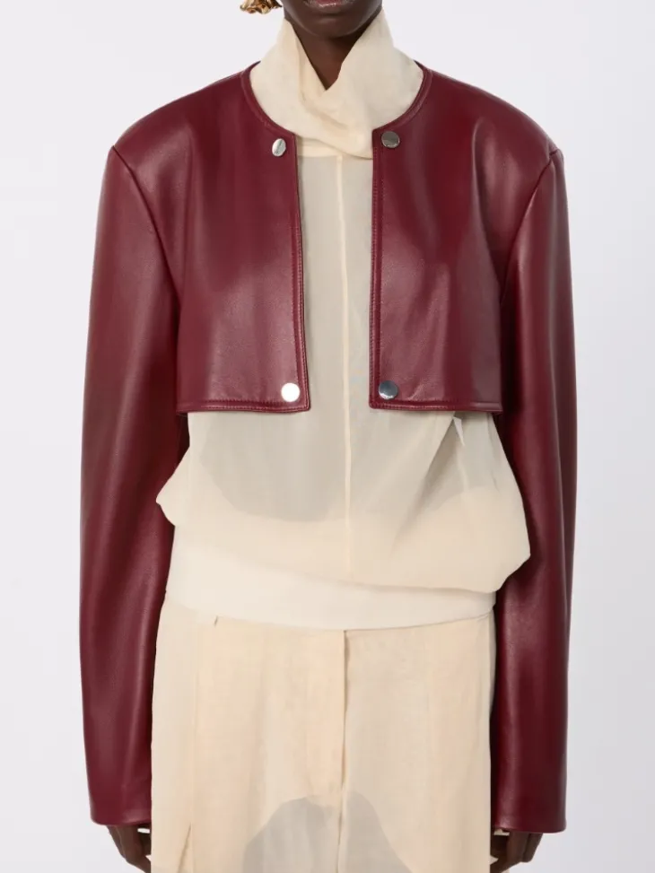 Nappa leather two-piece trench coat - BORDEAUX
