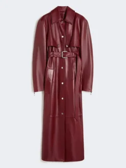 Nappa leather two-piece trench coat - BORDEAUX
