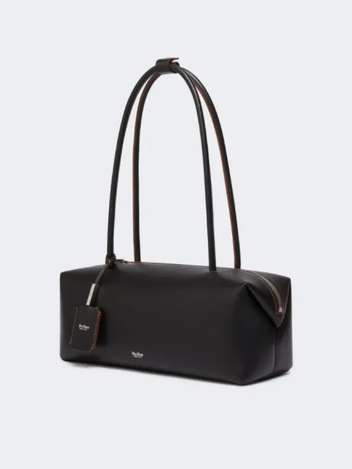 Natural leather bowler bag - BLACK