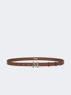 Natural leather Monogram belt - BROWN