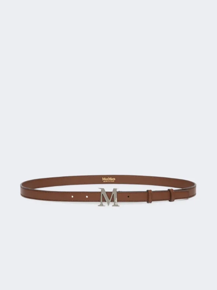 Natural leather Monogram belt - BROWN
