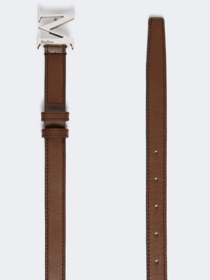 Natural leather Monogram belt - BROWN