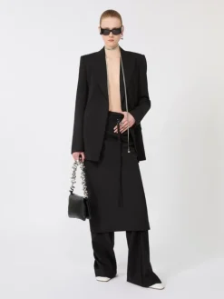 Natural stretch pure wool tailored blazer - BLACK