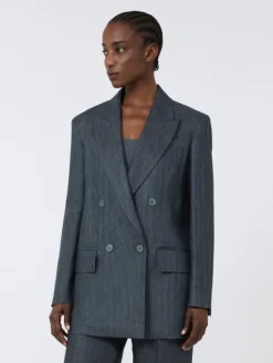 Olimpia Jacket in Chevron linen - MEDIUM GREY