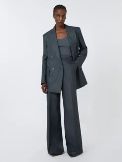 Olimpia Jacket in Chevron linen - MEDIUM GREY