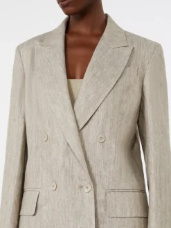 Olimpia Jacket in Chevron linen - BEIGE