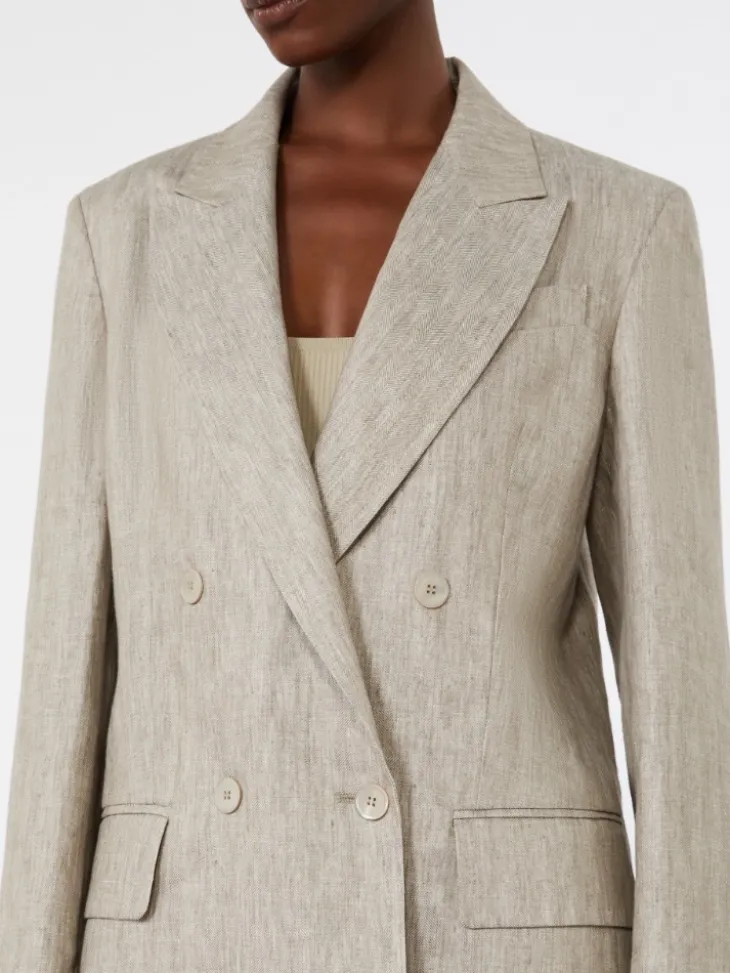 Olimpia Jacket in Chevron linen - BEIGE