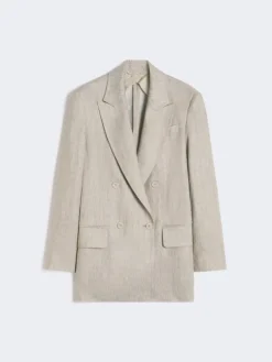 Olimpia Jacket in Chevron linen - BEIGE