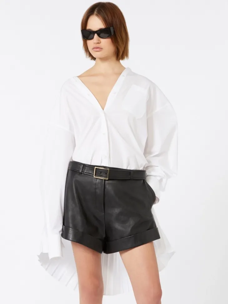 Overshirt with plissé-pleated detail - OPTICAL WHITE