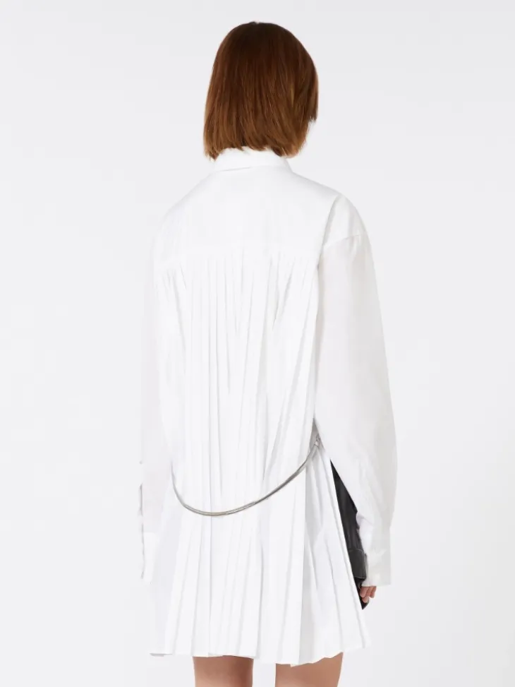 Overshirt with plissé-pleated detail - OPTICAL WHITE