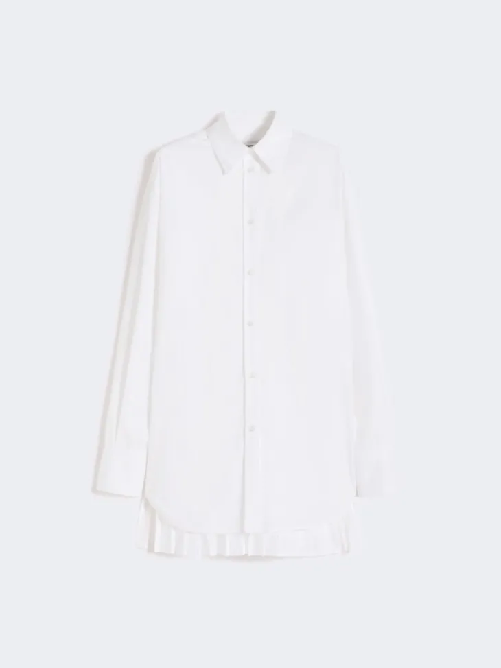 Overshirt with plissé-pleated detail - OPTICAL WHITE