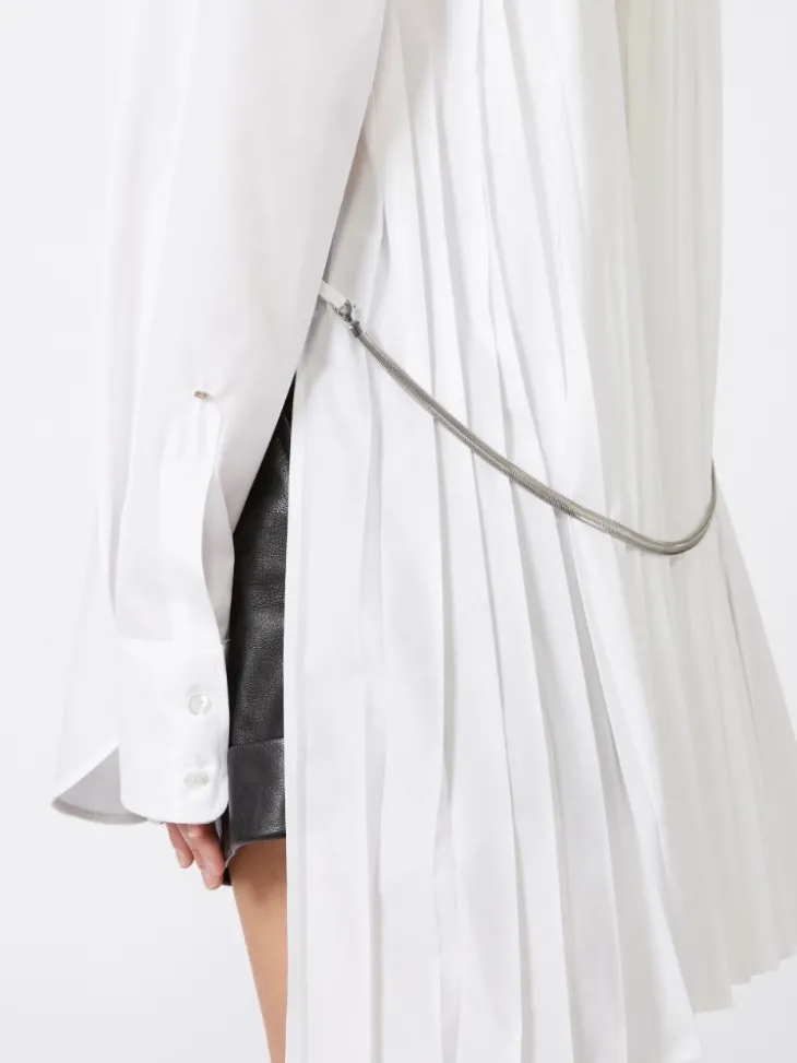 Overshirt with plissé-pleated detail - OPTICAL WHITE