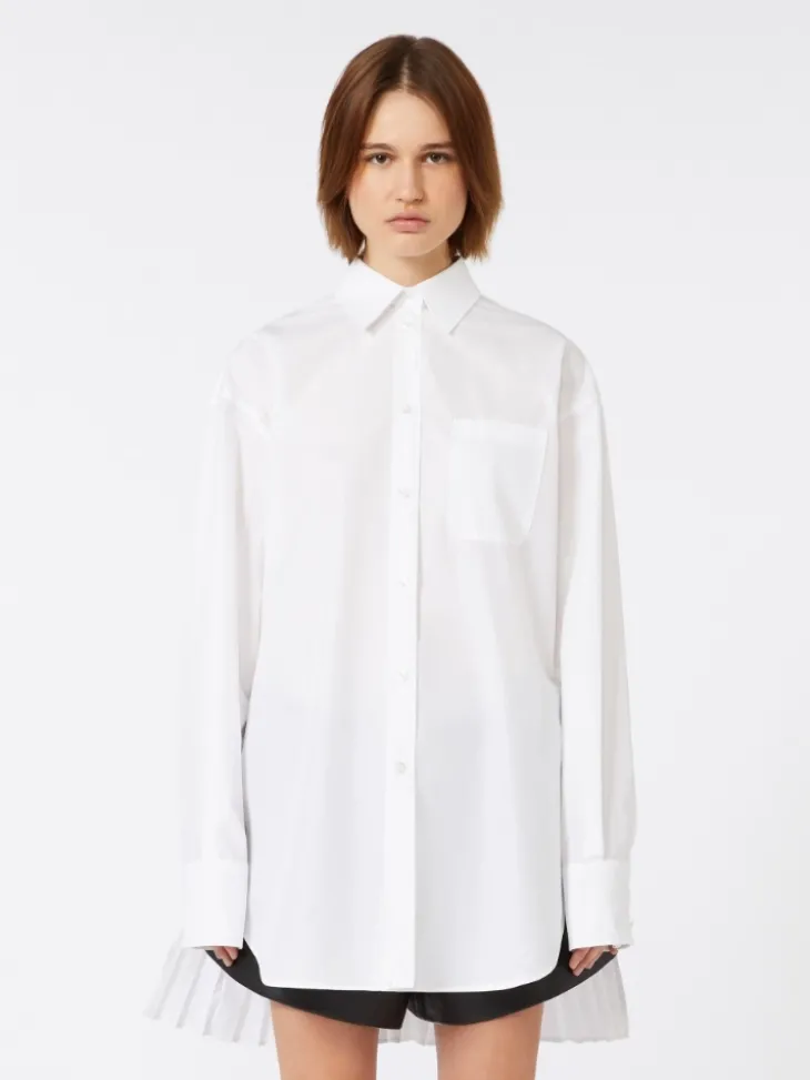 Overshirt with plissé-pleated detail - OPTICAL WHITE