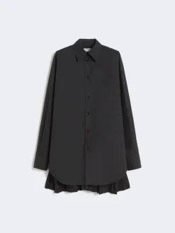 Overshirt with plissé-pleated detail - BLACK