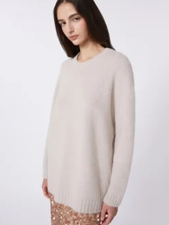 Oversized alpaca and cotton sweater - SAND