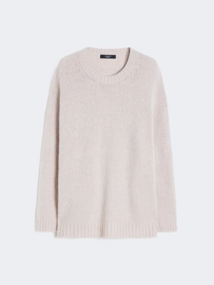 Oversized alpaca and cotton sweater - SAND