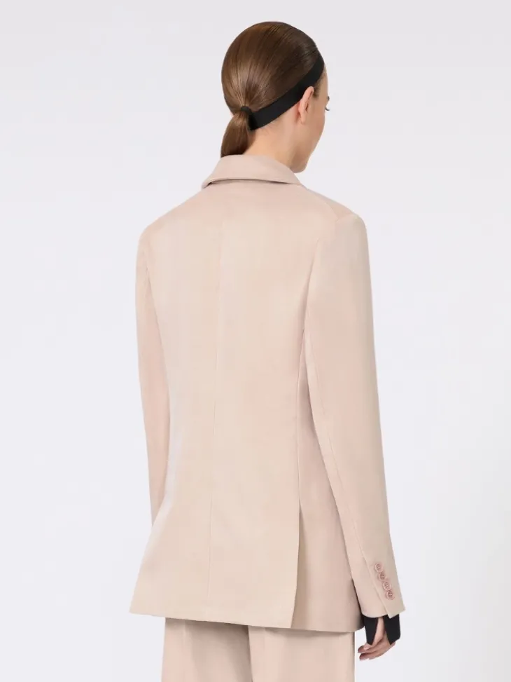 Oversized blazer in organza and linen canvas - CAMEL