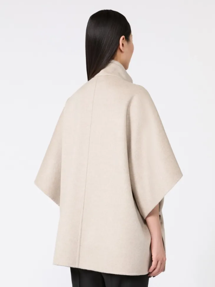Oversized cape in cashmere drap - STONE
