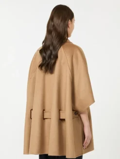 Oversized cashmere broadcloth cape - CAMEL