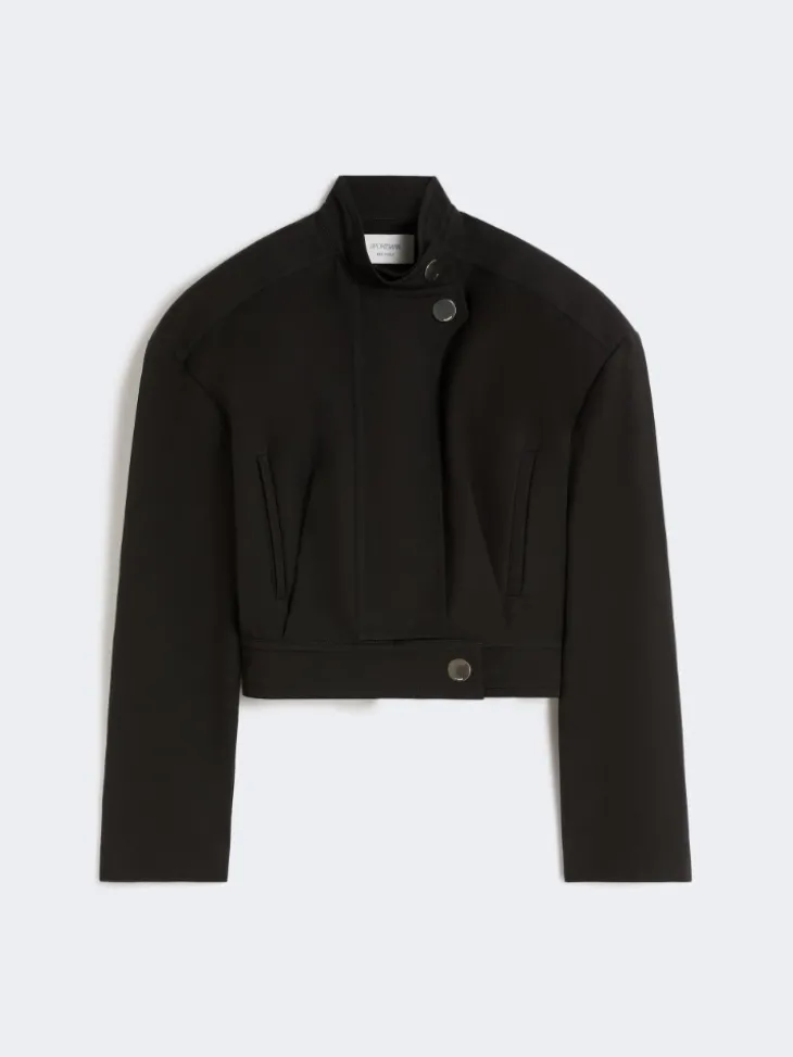 Oversized cotton bomber jacket - BLACK