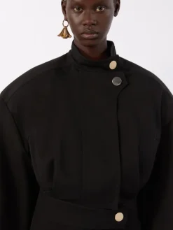 Oversized cotton bomber jacket - BLACK