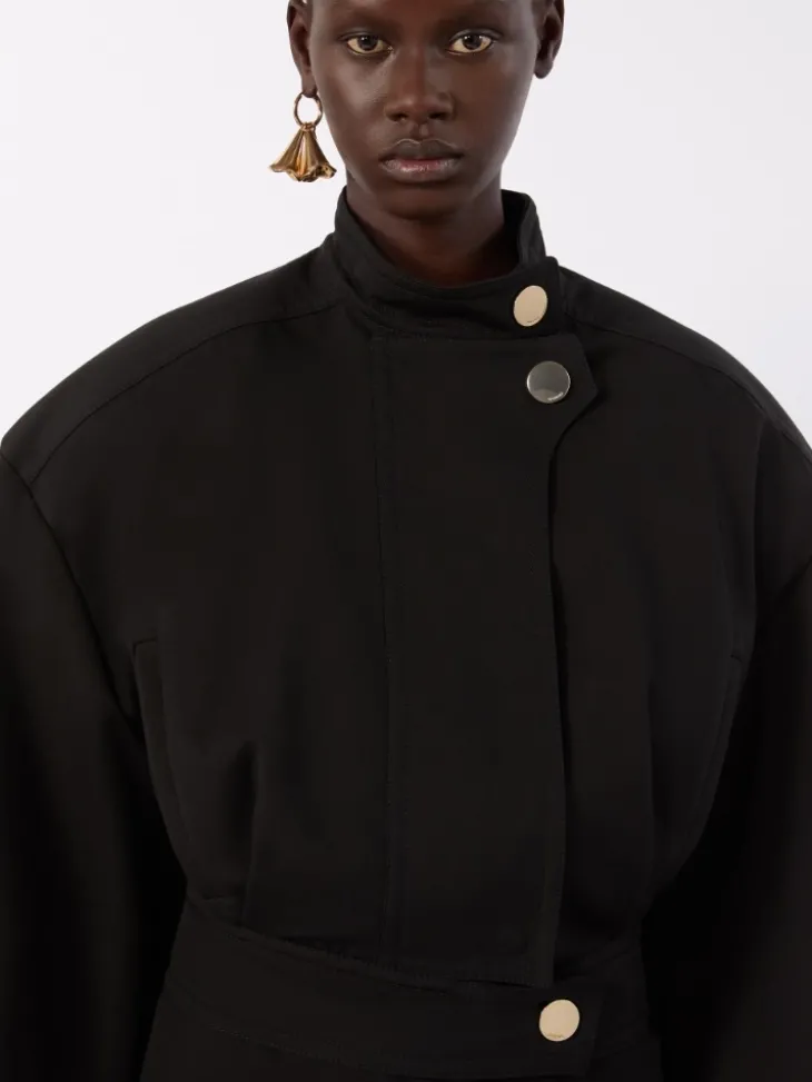 Oversized cotton bomber jacket - BLACK