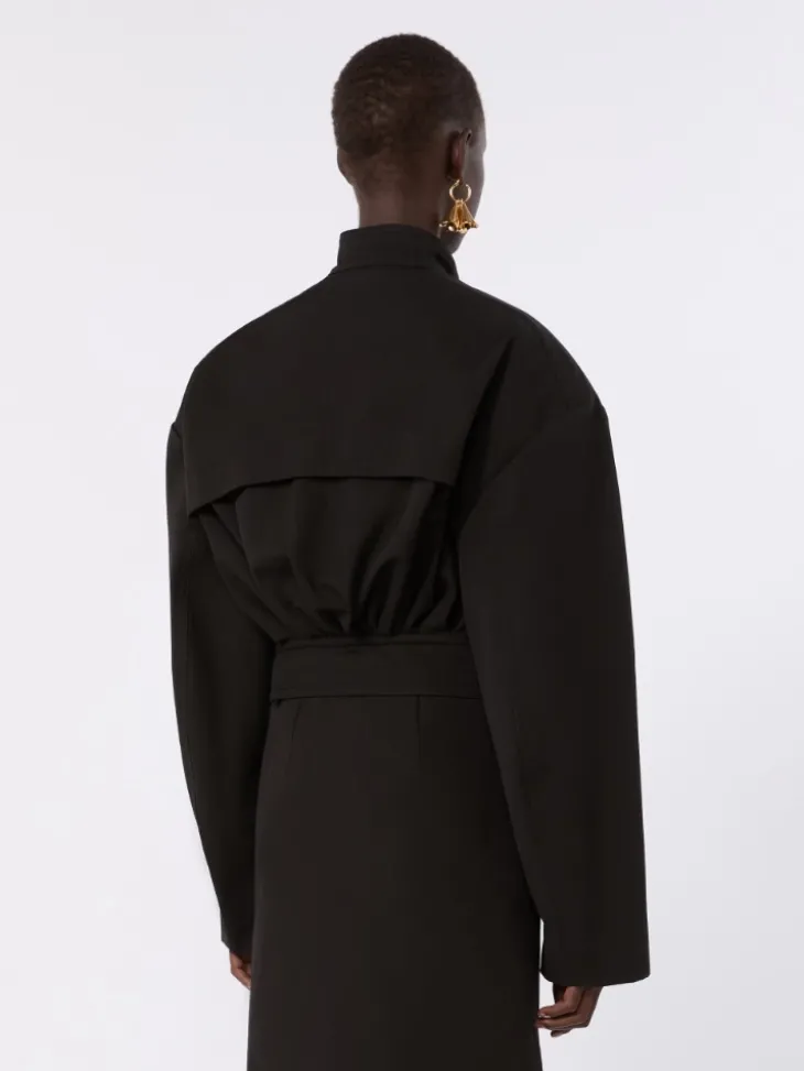 Oversized cotton bomber jacket - BLACK