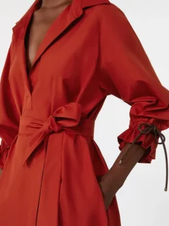 Oversized cotton poplin dress - RED