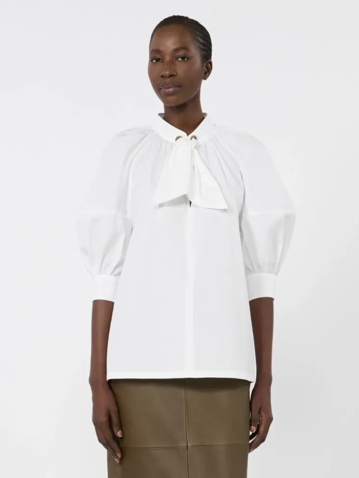 Oversized cotton poplin shirt - WHITE