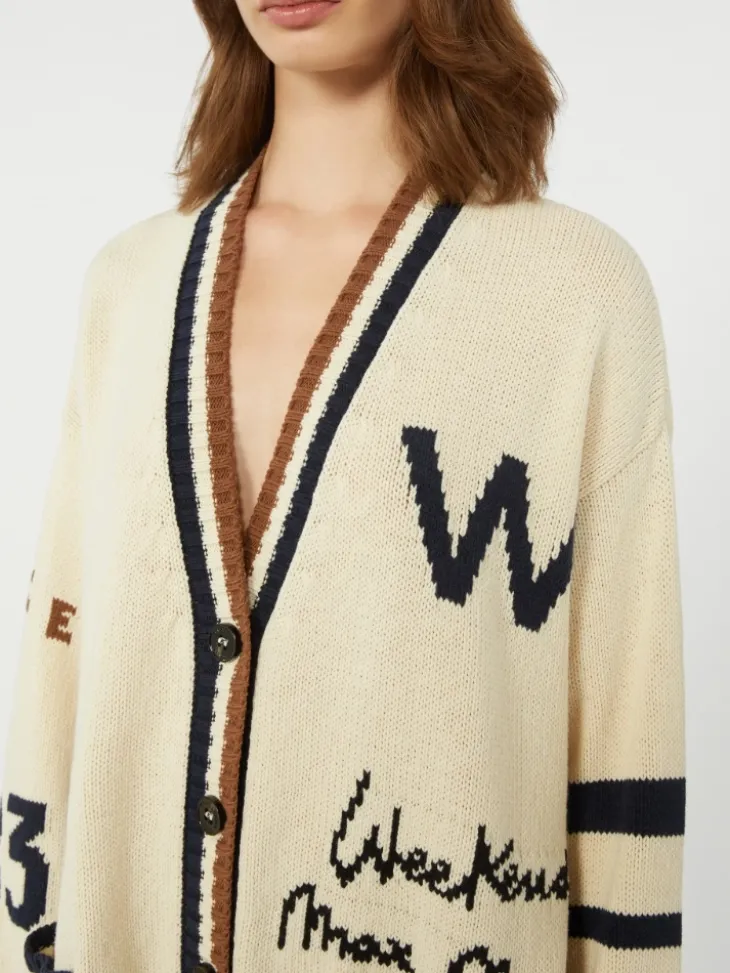 Oversized cotton-blend cardigan - SAND