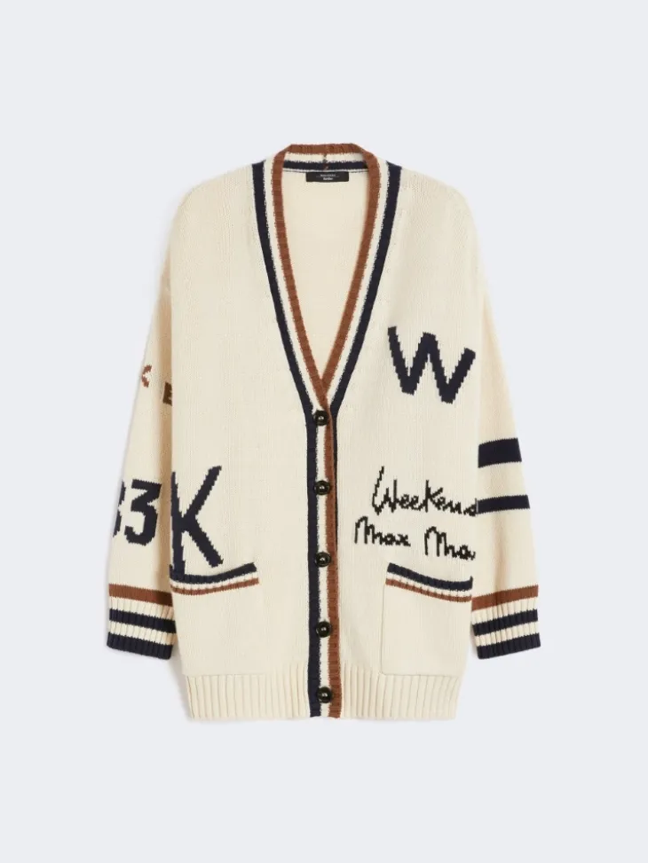 Oversized cotton-blend cardigan - SAND