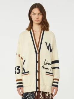 Oversized cotton-blend cardigan - SAND