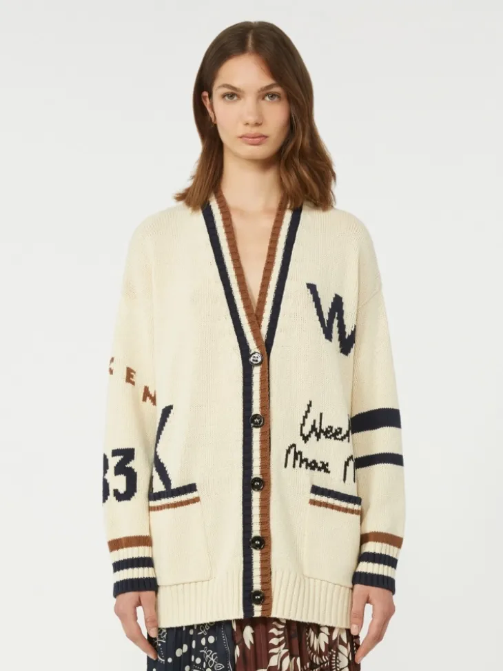 Oversized cotton-blend cardigan - SAND